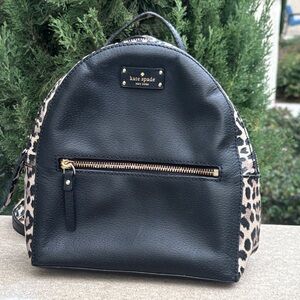 Kate Spade Black and Leopard Accent Backpack